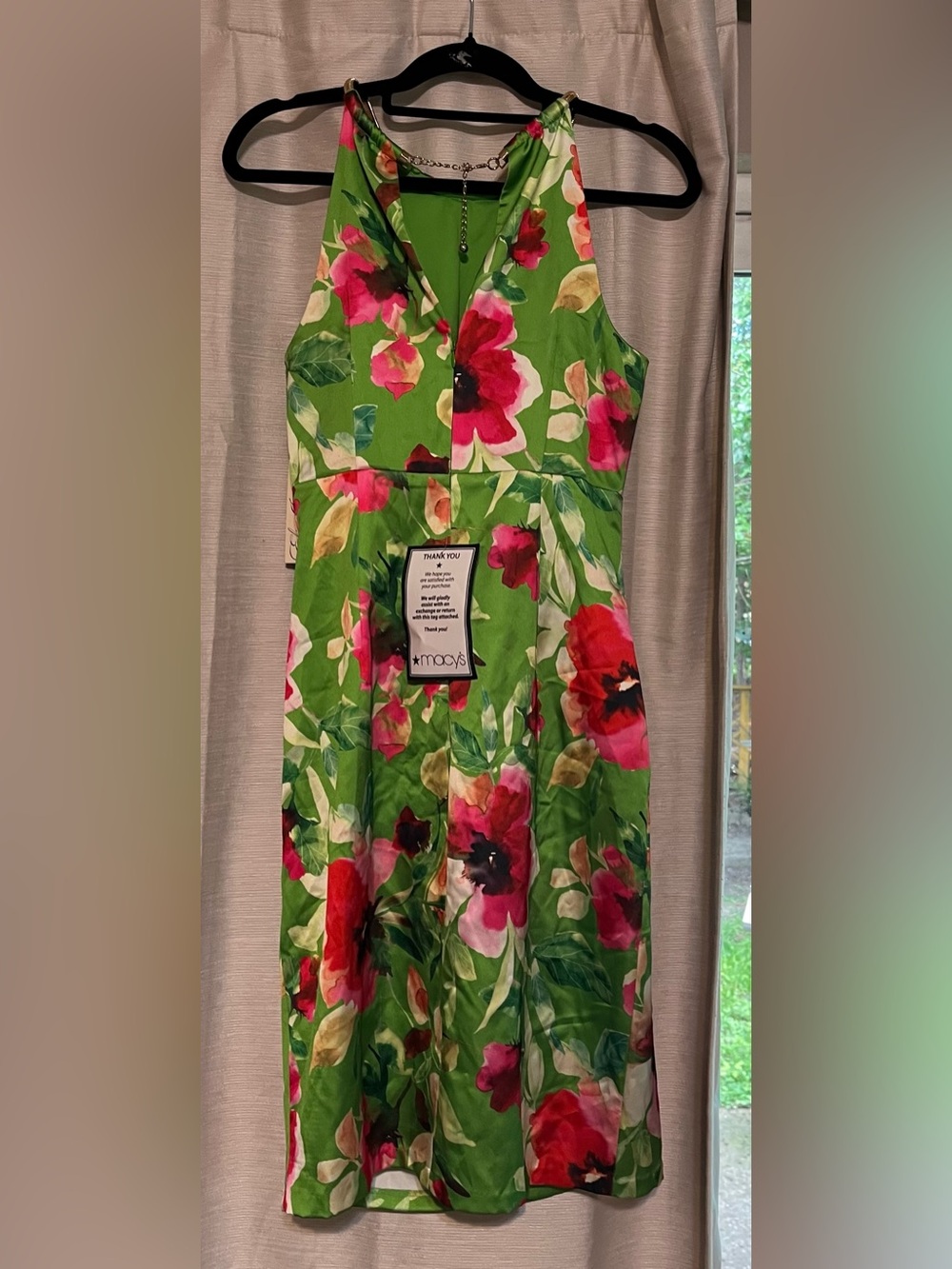 NWT Eliza J Floral Chain Halter Ruched Mini Dress Size 8 - Picture 8 of 9